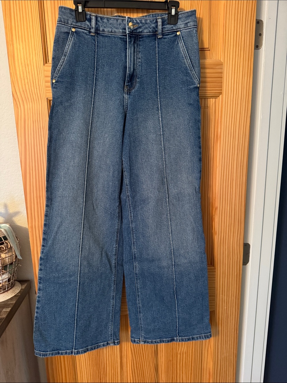 Michael Kors Relaxed Wide-Leg Jeans in Medium Blue Denim